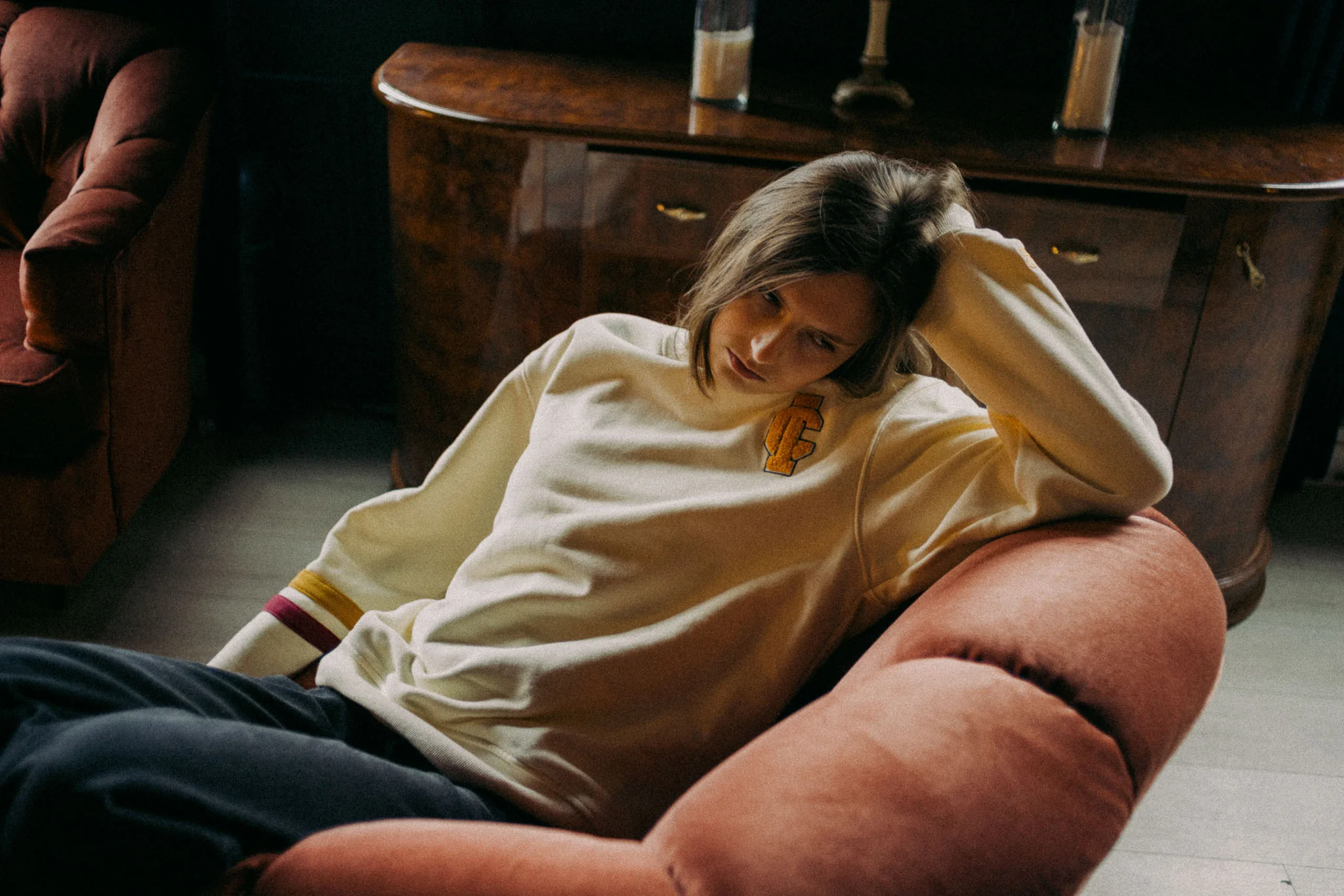 Invisible College Crew-Neck Sweatshirt In Cream - Image 10