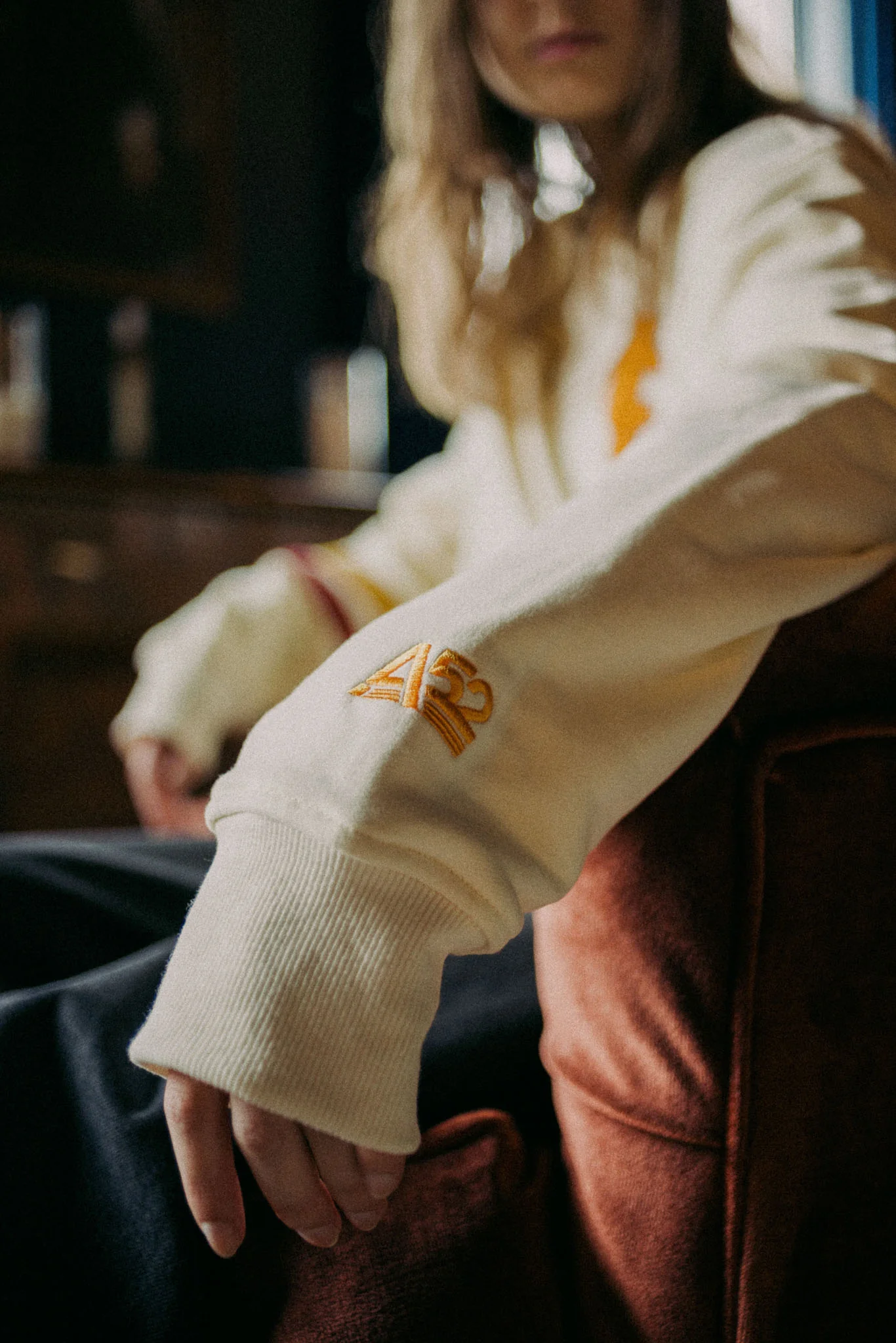 Invisible College Crew-Neck Sweatshirt In Cream - Image 11