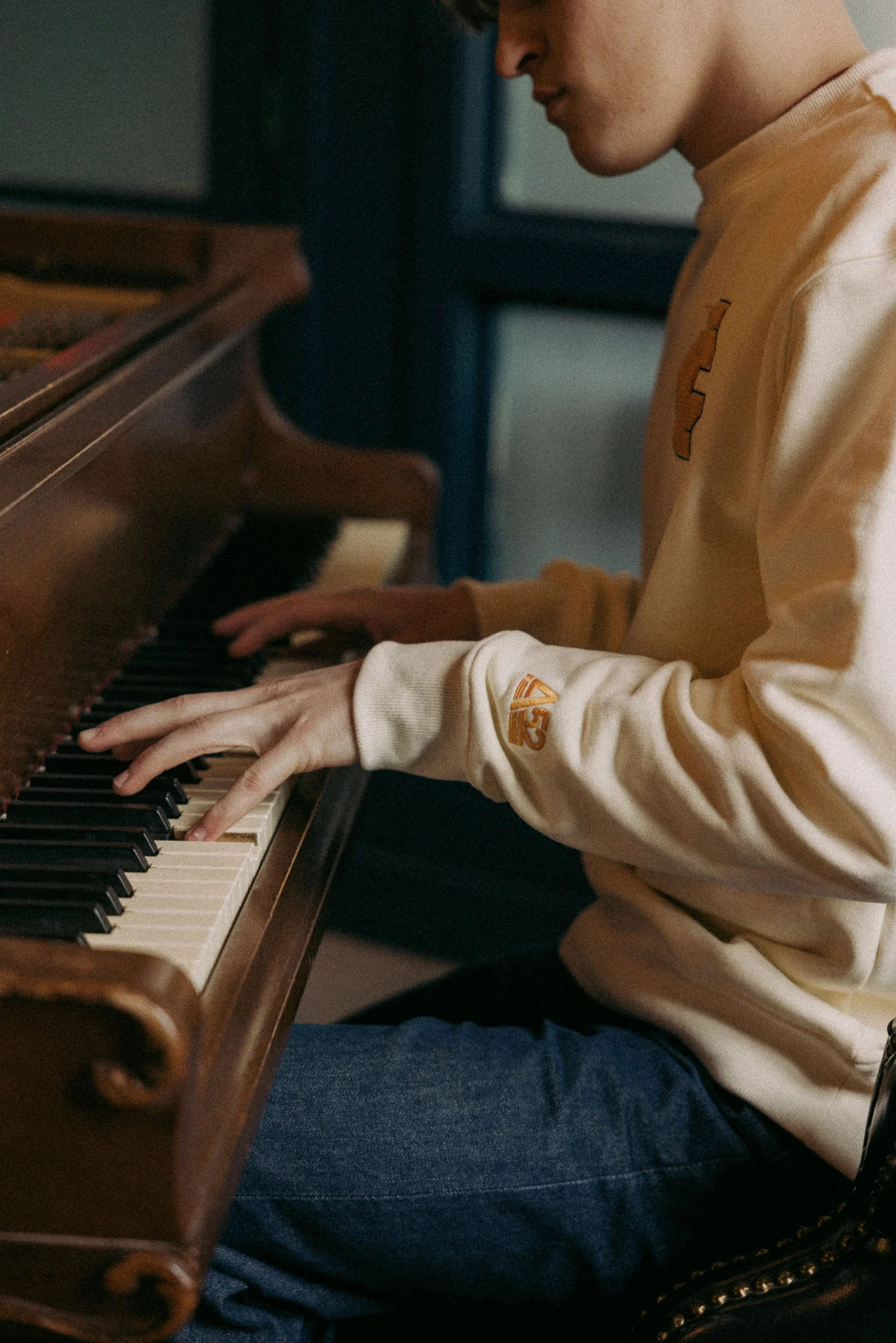 Invisible College Crew-Neck Sweatshirt In Cream - Image 4
