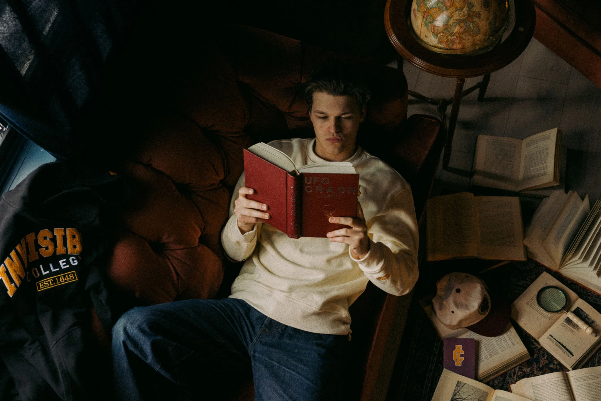 Invisible College Crew-Neck Sweatshirt In Cream - Image 5