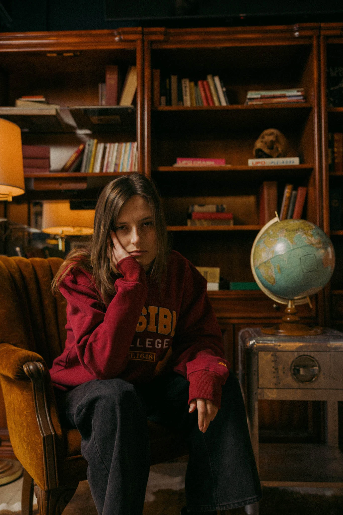 Invisible College Crewneck in Crimson - Image 10