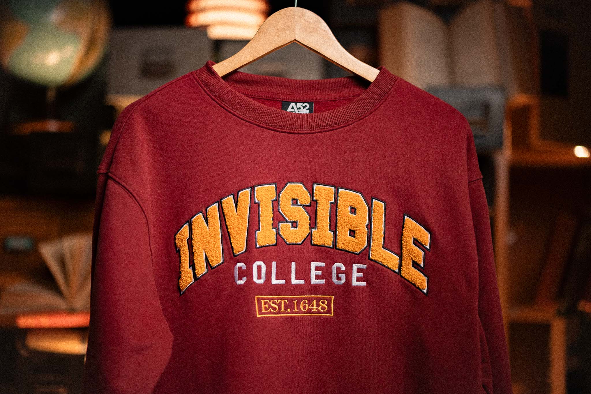 Invisible College Crewneck in Crimson - Image 11