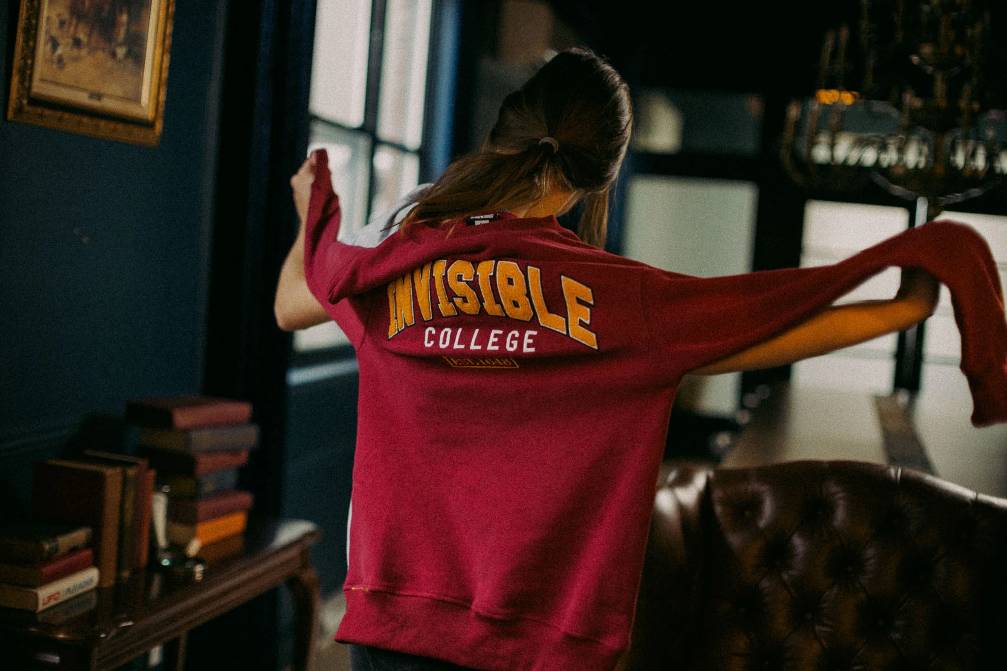 Invisible College Crewneck in Crimson - Image 4