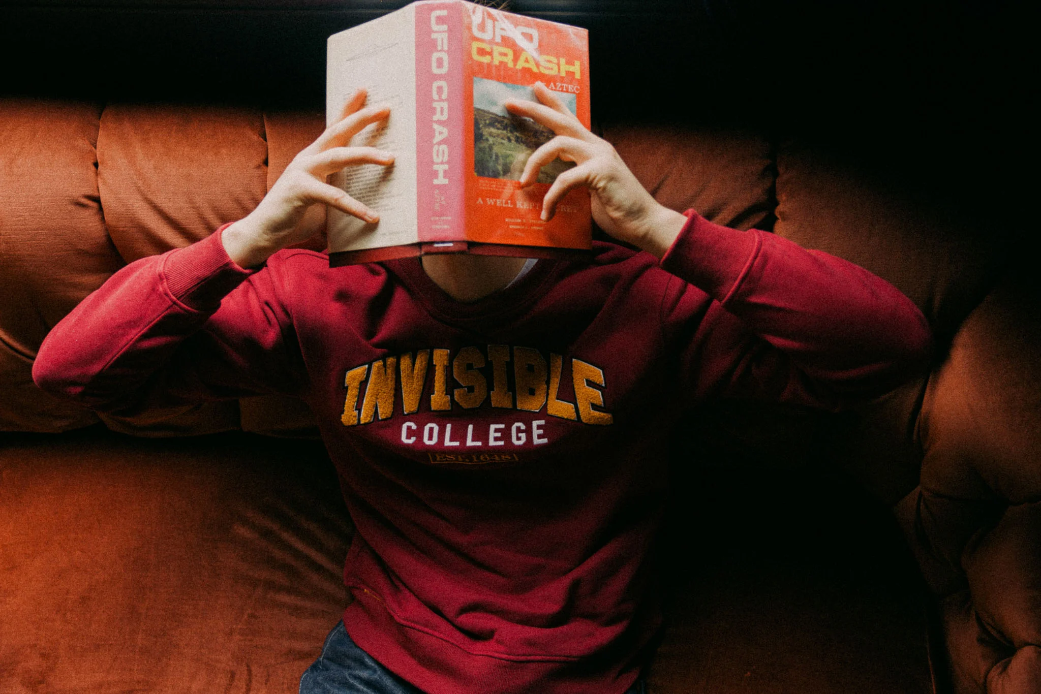 Invisible College Crewneck in Crimson - Image 6