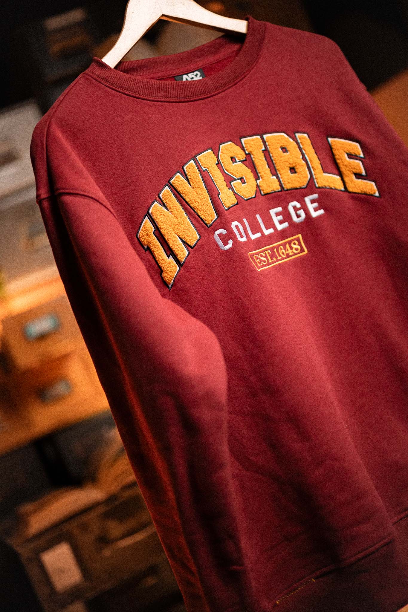Invisible College Crewneck in Crimson - Image 7