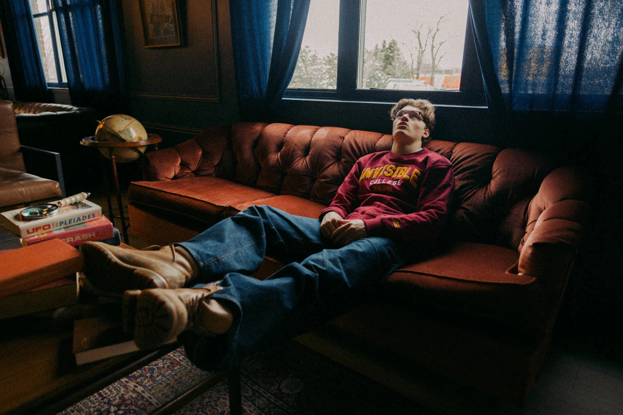 Invisible College Crewneck in Crimson - Image 8