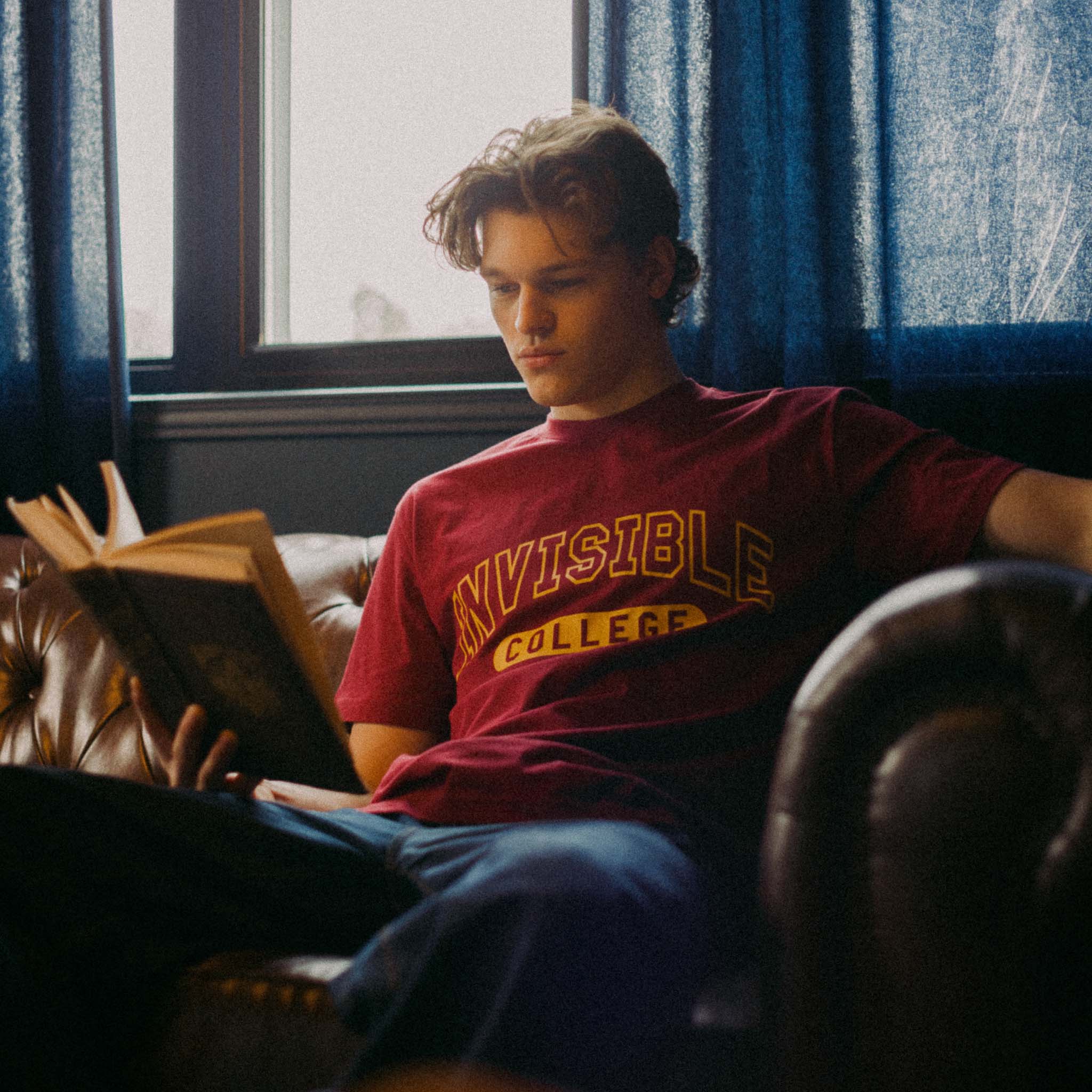 Men's Invisible College Tee in Crimson - Image 8