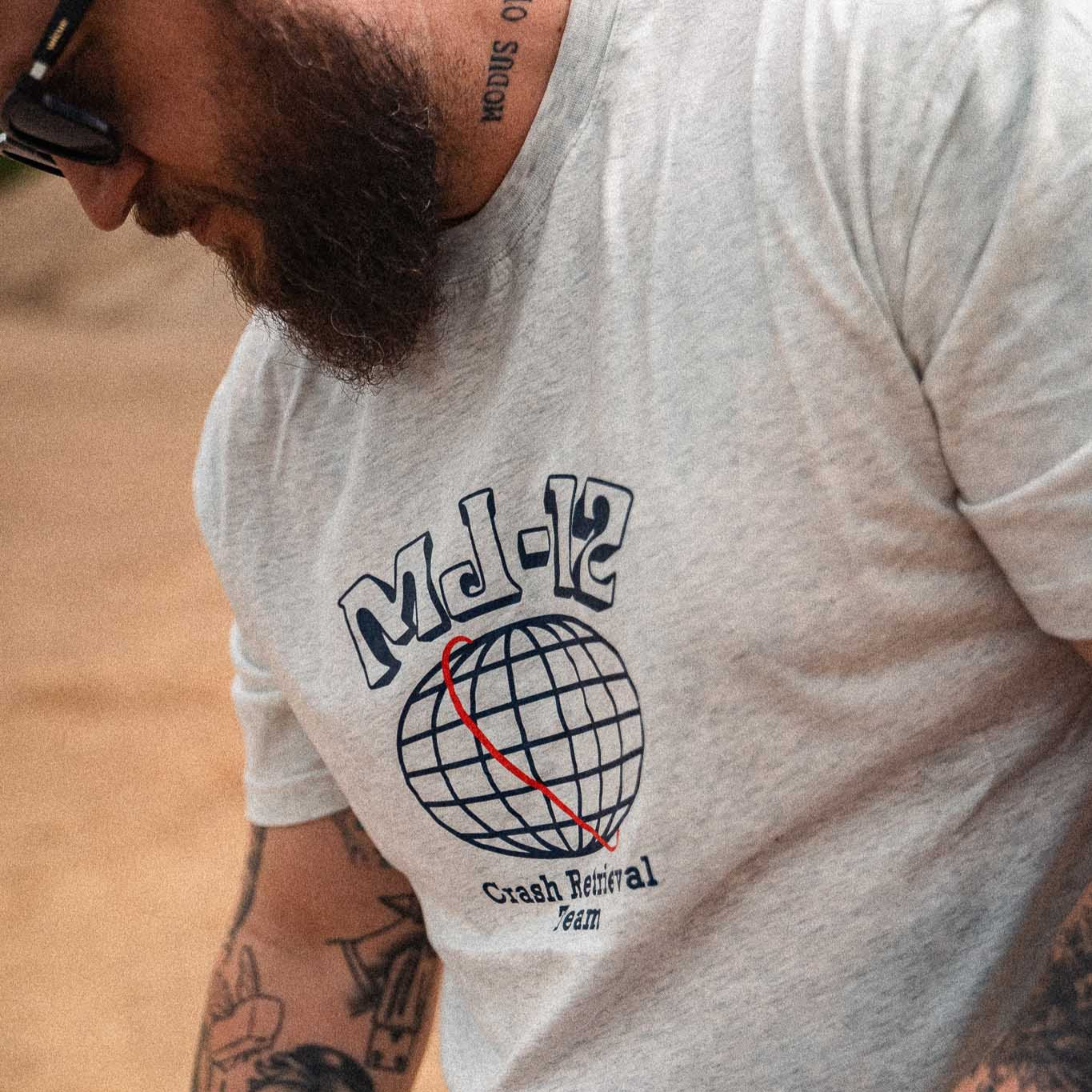 MAJESTIC 12 "Crash Retrieval Team" Tee In Light Heather - Image 5