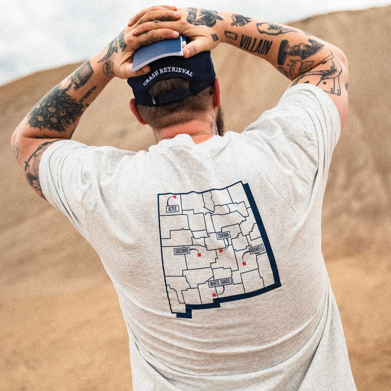 MAJESTIC 12 "Crash Retrieval Team" Tee In Light Heather - Image 7