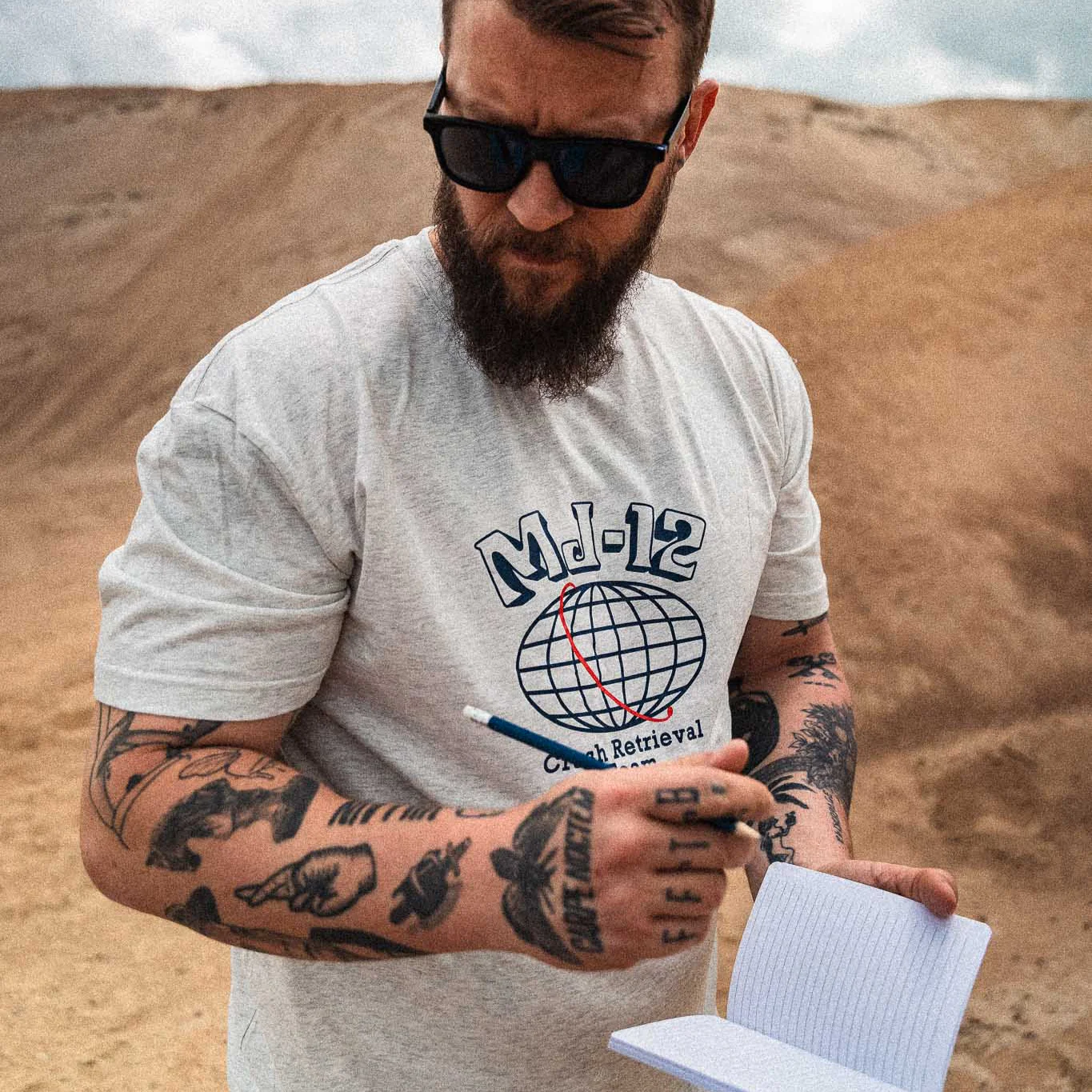 MAJESTIC 12 "Crash Retrieval Team" Tee In Light Heather - Image 8