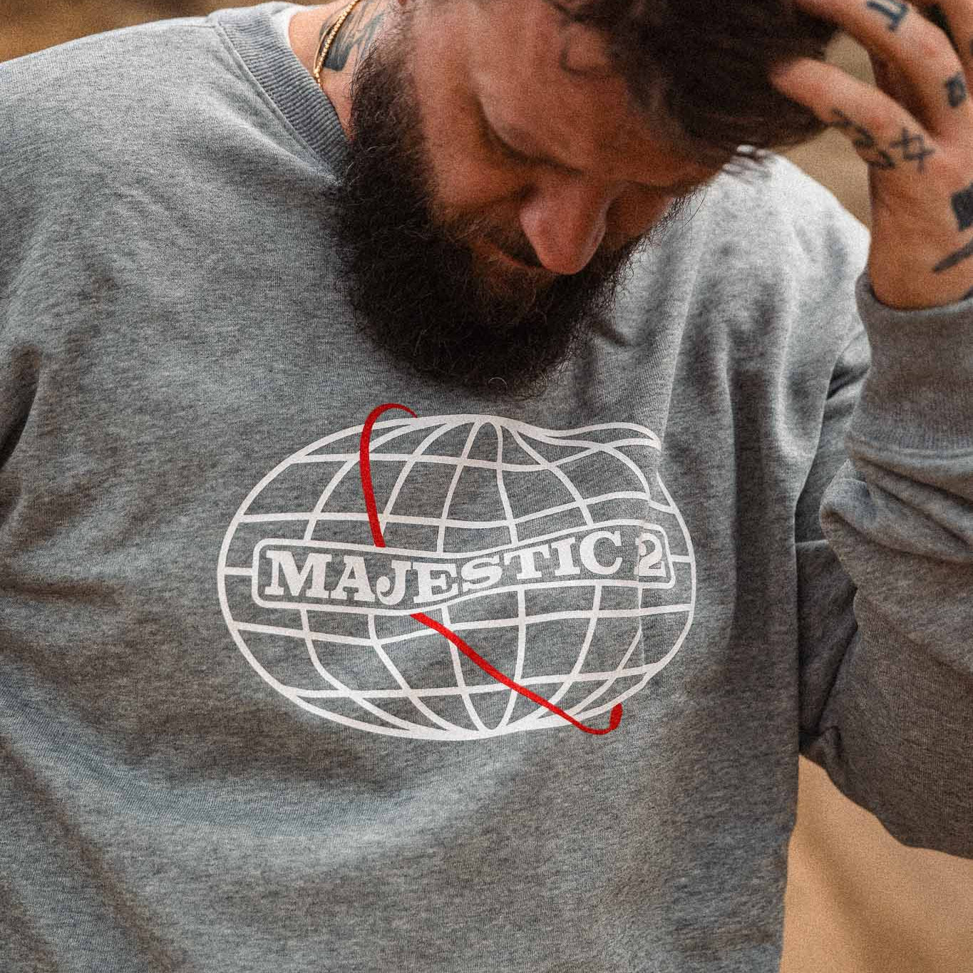 MAJESTIC 12 Crewneck In Heather Grey - Image 4